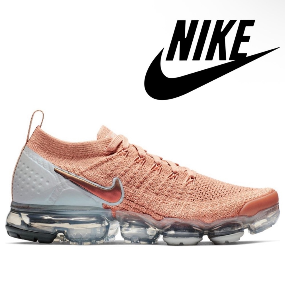 Nike Air VaporMax Flyknit 2 Rose Gold Women's -942843-602 - SZ 7 Comfort Fit - Picture 4 of 12